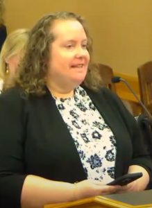 USD 453 board member Vanessa Reid testifying in support of SB 427