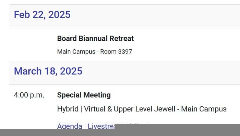 KCKCC board retreat did not have an agenda published
